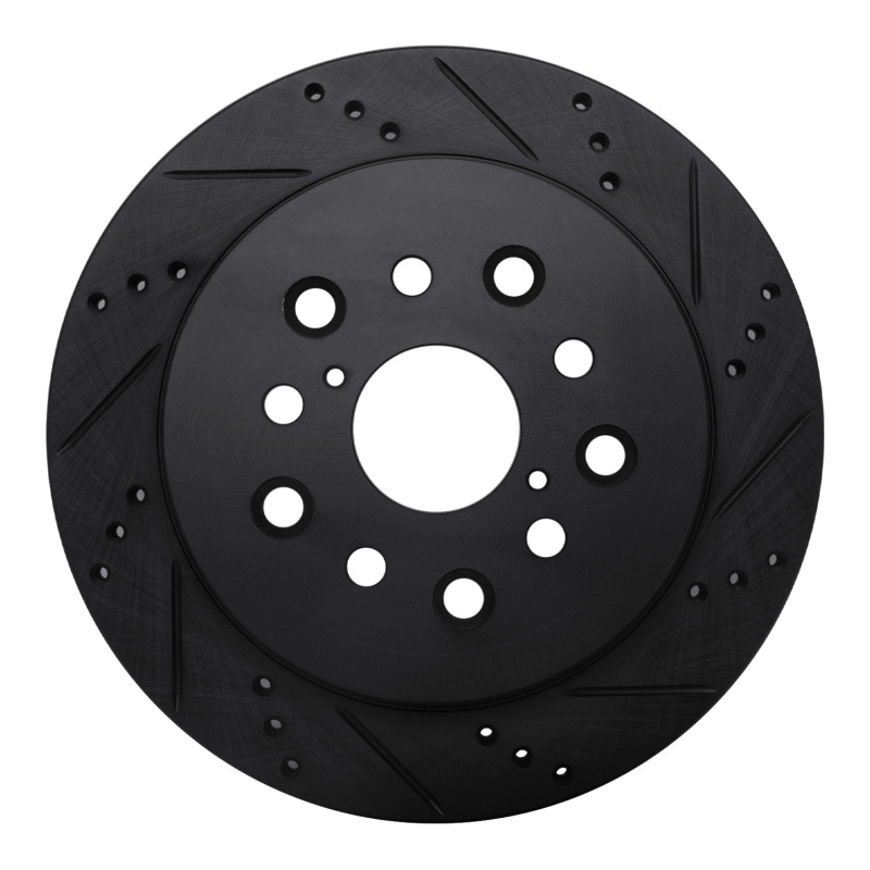 Lexus LS430 Brake Rotor (1) - Rear Right - R1 Concepts - Drilled & Slotted - Black - `01-`06